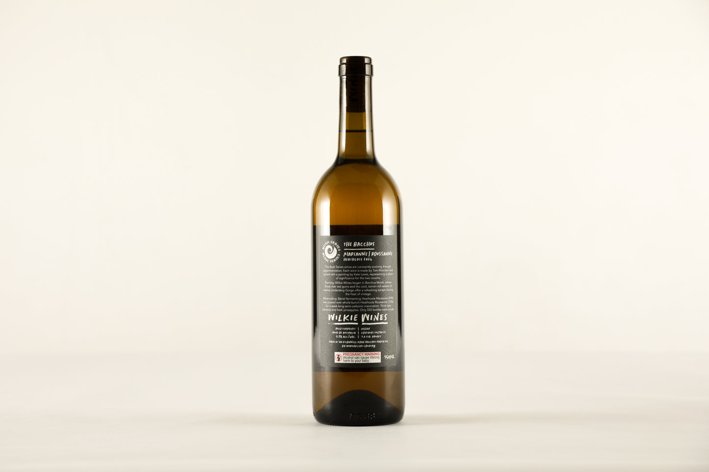 Wine bottle with label on a white background