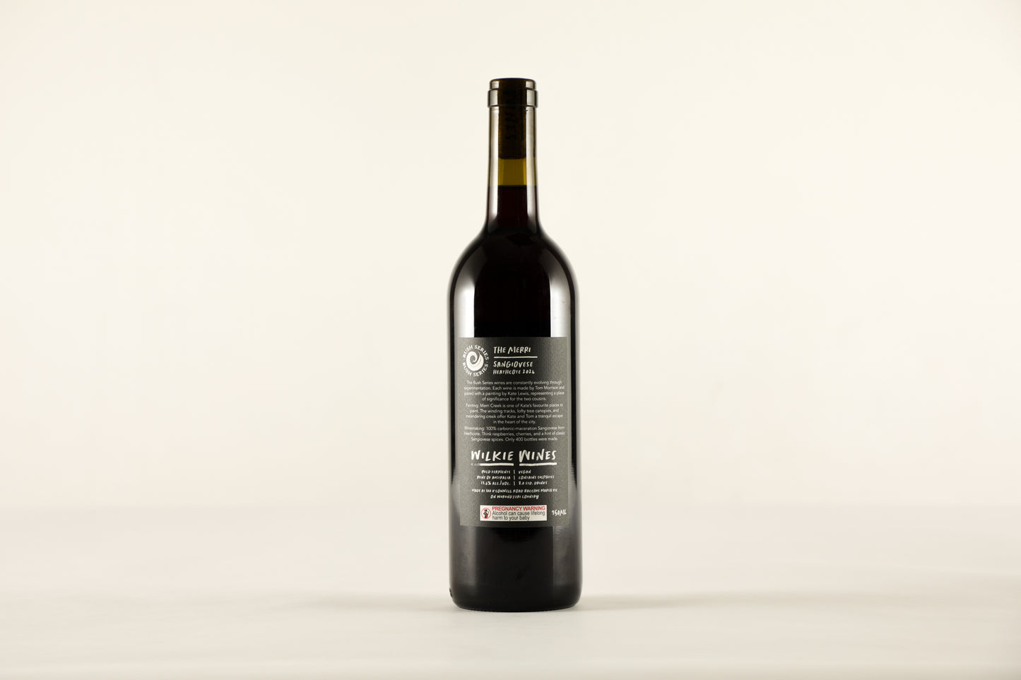 Wine bottle with a label on a white background