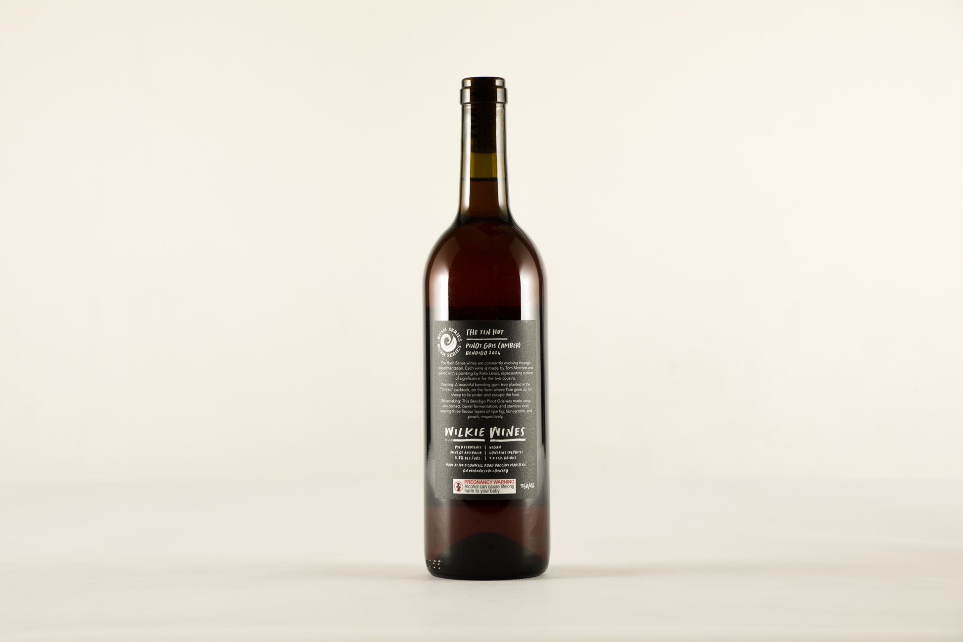 Wine bottle with a label on a white background